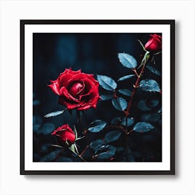 Dark Roses with Blood Art Print