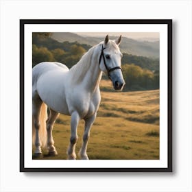 White Horse In The Field 2 Art Print