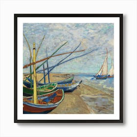 Boats On The Beach 1 Art Print