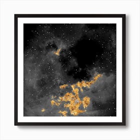 100 Nebulas in Space with Stars Abstract in Black and Gold n.070 Art Print