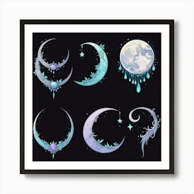 Moon And Stars 4 Art Print