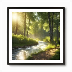 Ray Of Light In The Forest Art Print