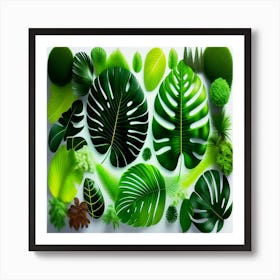 Tropical Leaves, A collection of tropical plants with green leaves Art Print