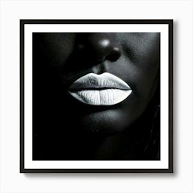 Firefly Lips, Black, Sealed, Silence, Female, Quiet, Mystery, Expression, Symbol, Power, Strength, S (11) Art Print