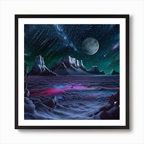 Landscape With Moon And Stars Art Print