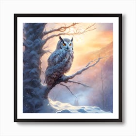 Owls view across the Snowy Winter Landscape Art Print