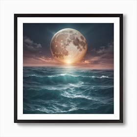 Full Moon Over Ocean Art Print