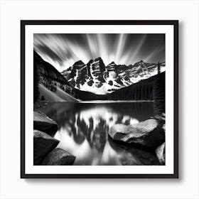 Black And White Mountain Lake 12 Art Print