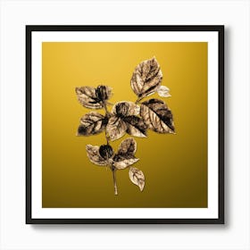 Gold Botanical Carolina Allspice Flower on Mango Yellow n.4658 Art Print