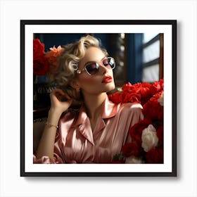 Blond Woman In Sunglasses Art Print