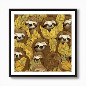  Pattern Inspired By Sloths  Art Print