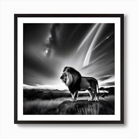 Lion In The Night Sky 1 Art Print