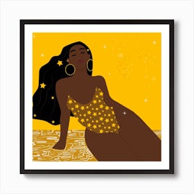 Twinkle Brown Square Art Print