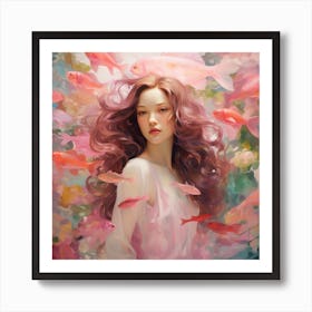 Woman in Pink Fantasy Art Print