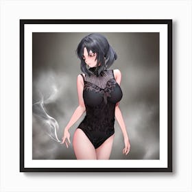 Anime Girl Smoking Art Print