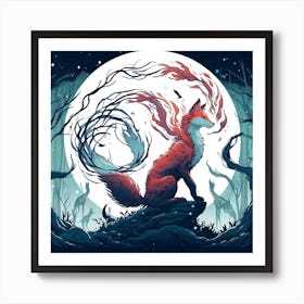 The Fox In Moonlight Art Print