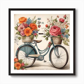 Bicycle With Flowers 1 Art Print