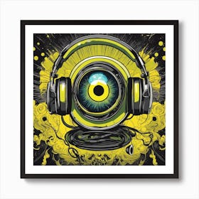 Cosmic Eye With Headphones 2 Art Print