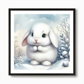 Lovely Snow Bunny Art Print