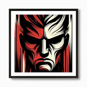 Red And Black Face Art Print