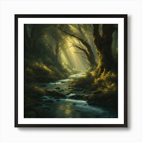 Stream In The Woods Art Print