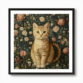 Cat In Flowers Art 3 Art Print