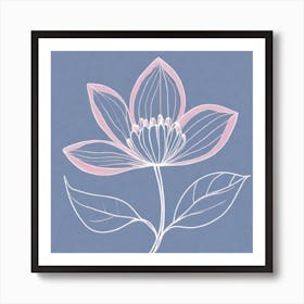 A White And Pink Flower In Minimalist Style Square Composition 383 Art Print