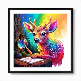 Deer With A Magnifying Glass 9 Art Print