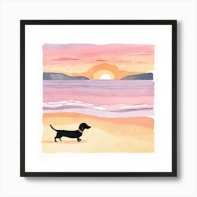 Dachshund At Sunset Art Print