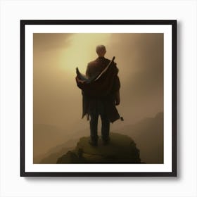 Man Standing On Top Of A Mountain Art Print