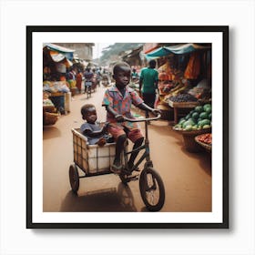 Children On A Bicycle 3 Art Print