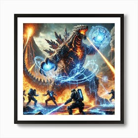 Kaiju Handlers Elemental Training Art Print