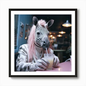Zebra In A Bar Art Print