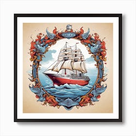 Ship In The Sea Art Print