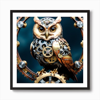 Snowy Steampunk Owl - Diamond Painting 