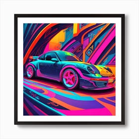 Psychedelic Porsche Art Print