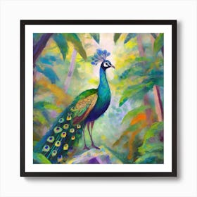 Peacock In The Jungle 2 Art Print
