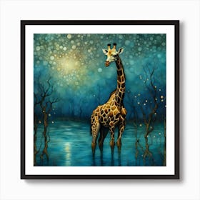 Giraffe at twilight Art Print