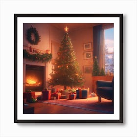 Christmas In The Living Room 50 Art Print