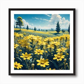 Yellow Flowers In A Field 42 Art Print