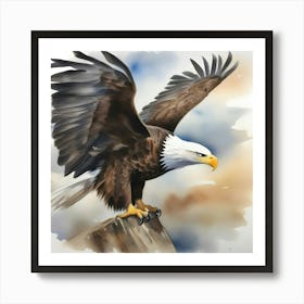Watercolour Bald Eagle Art Print