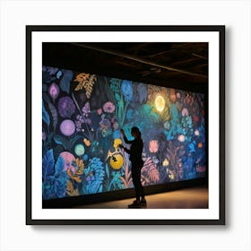 Woman Standing In Front Of A Colorful Mural Art Print