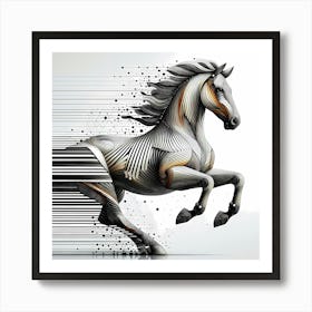 Horse Run - Abstract Line Art Illustration 175 Art Print