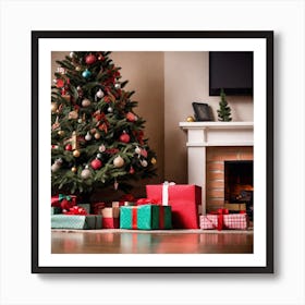 Christmas Tree With Presents 19 Art Print