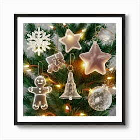 Christmas Ornaments On A Christmas Tree Art Print