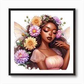 Fairy Girl With Flowers Art Print