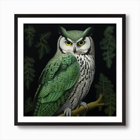 Ohara Koson Inspired Bird Painting Great Horned Owl 3 Square Art Print