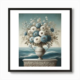 Blue Flowers In A Vase Art Print