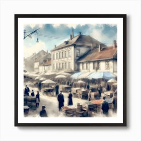 Early Small Town America And The Automobile ~Reimagined 14 Art Print