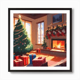 Christmas Tree In The Living Room 11 Art Print